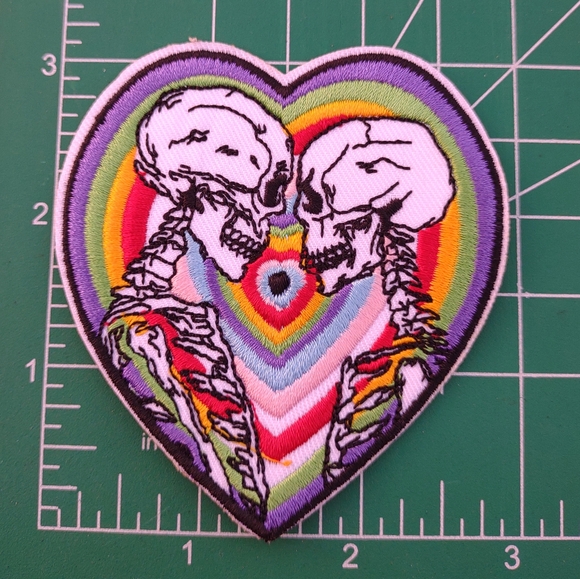 Hot Topic Accessories - 2/$10 Rainbow Colorful Skeleton Heart Patch